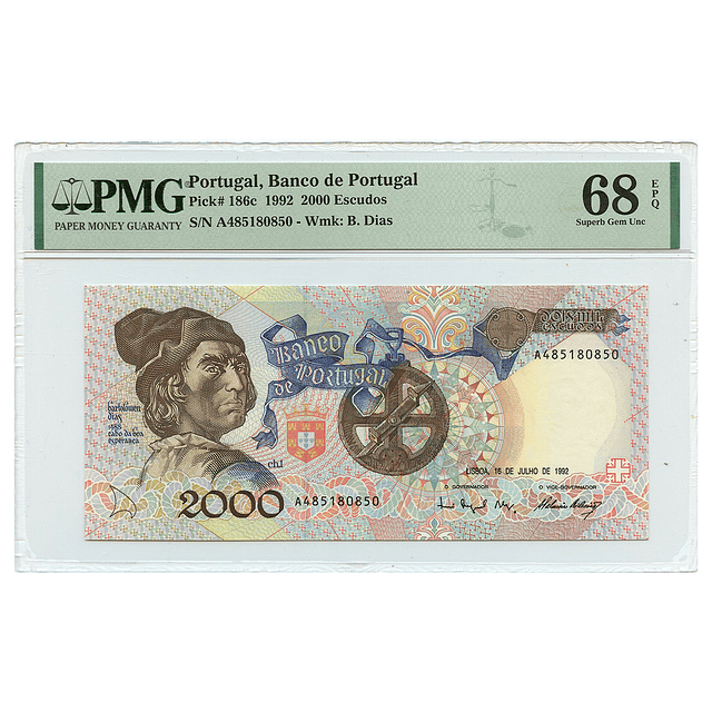 2000 Escudos Bartolomeu Dias 16.07.1992 - PMG 68