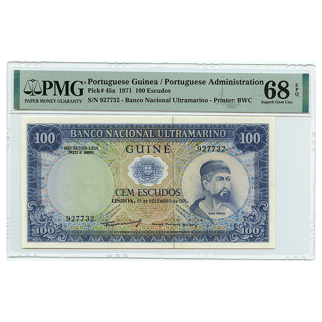 Guiné - 100 Escudos 17.12.1971 - PMG 68
