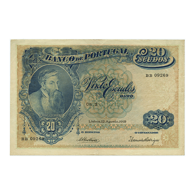 20 Escudos Chapa 2 - D. João de Castro 12.08.1919