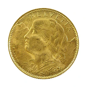 Suiça - 10 Francos Ouro 1922