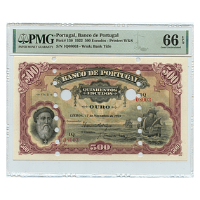 500 Escudos Vasco da Gama 17.11.1922 PMG 66