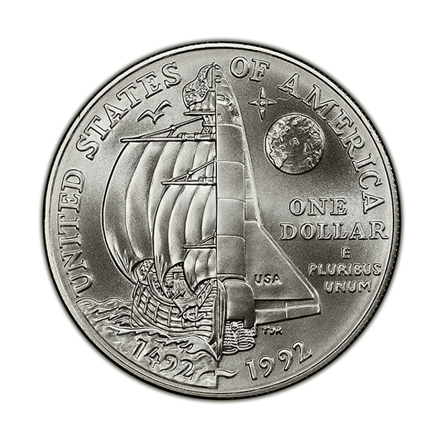 EUA - One Dollar Prata-Proof 1992 5º Centenário Colombus 