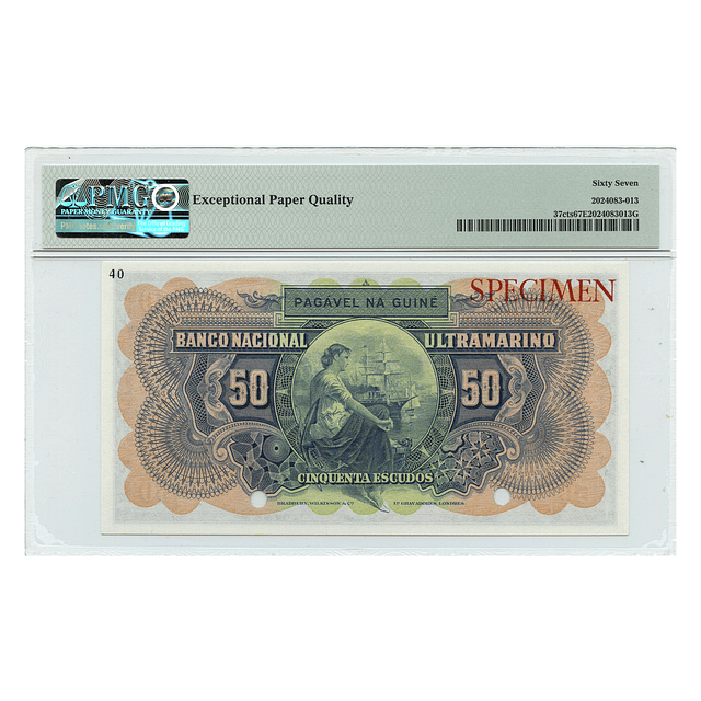 Guiné - 50 Escudos 1958 Prova de Cor "Specimen" Pick 37CTS PMG 67