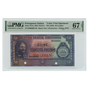 Guiné - 50 Escudos 1958 Prova de Cor "Specimen" Pick 37CTS PMG 67