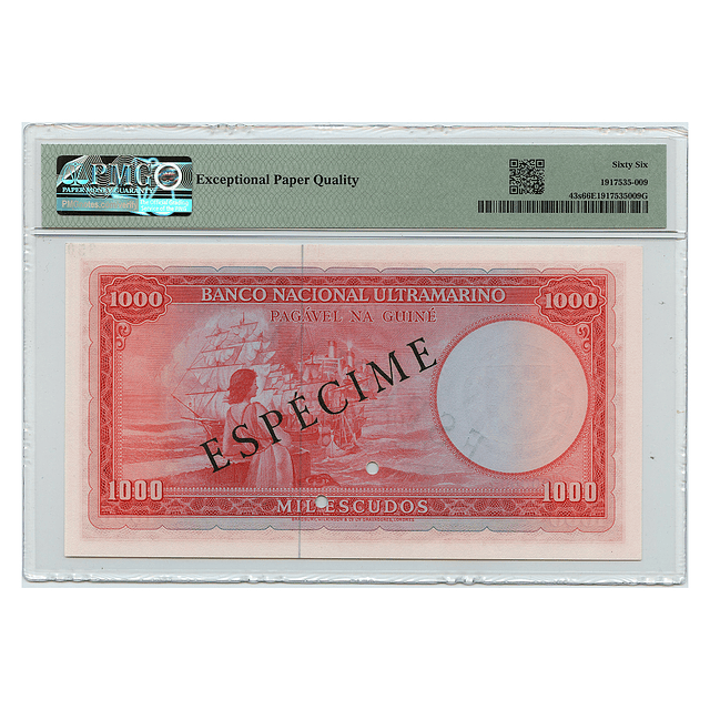 Guiné - 1000 Escudos 1964 Pick 43s PMG 66