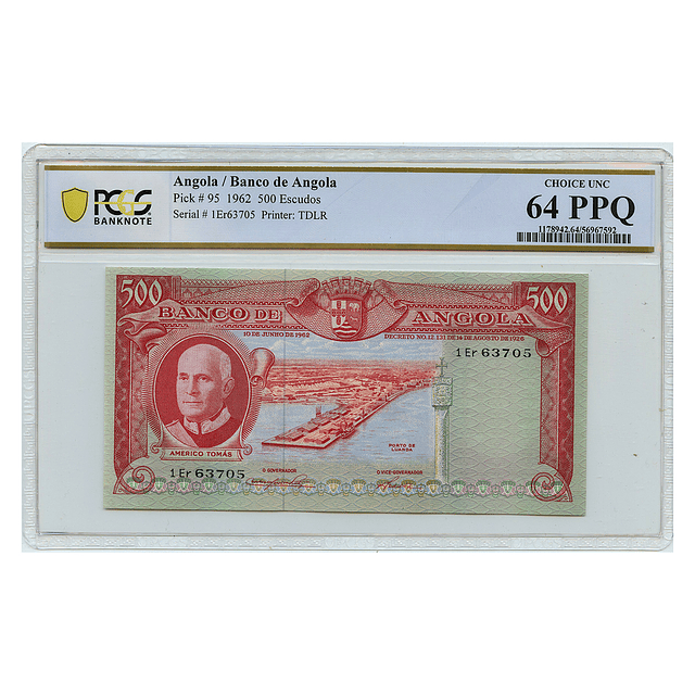 Angola - 500 Escudos 1962 Pick 95 PCGS 64
