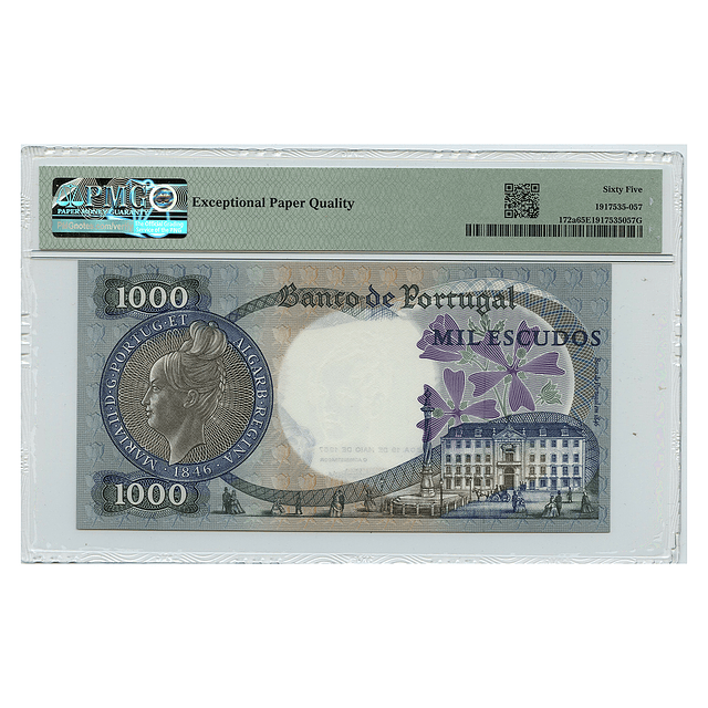 1000 Escudos D. Maria II 19.05.1967 - PMG 65