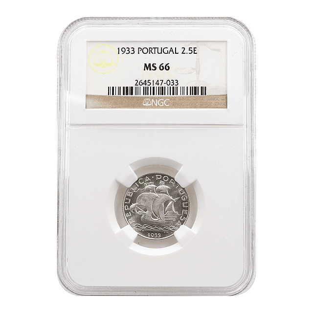 2.50 Escudos 1933 Prata - MS66