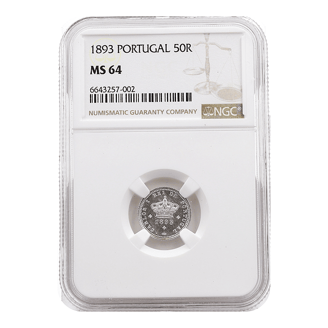 D. Carlos I - 50 Reis 1893 Prata - MS64