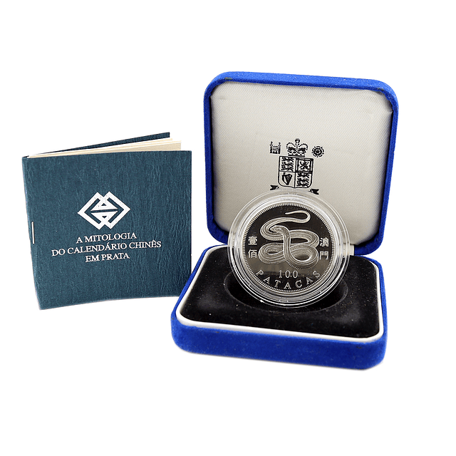 Macau - 100 Patacas 2001 Ano da Serpente Prata-Proof 