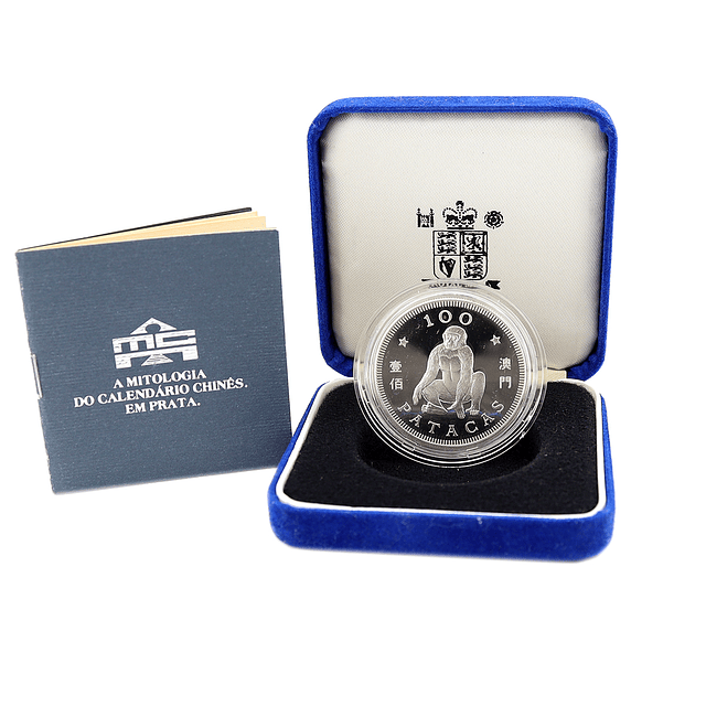 Macau - 100 Patacas 1992 Ano do Macaco Prata-Proof