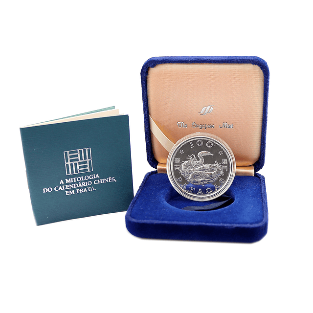 Macau - 100 Patacas 1989 Ano da Serpente Prata-Proof 