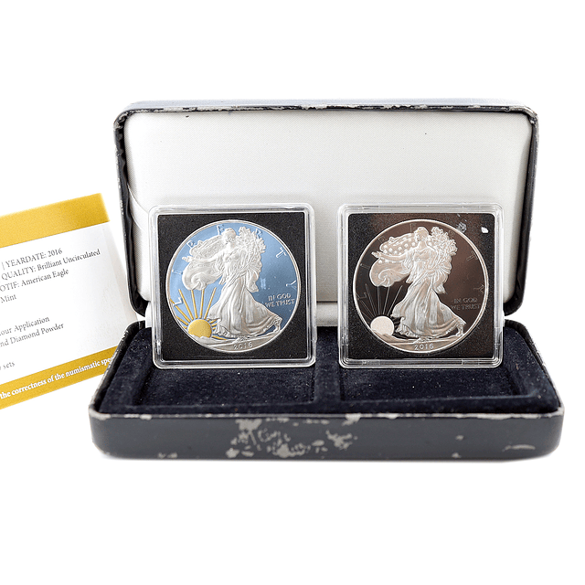 EUA - Set Eagle Dollar "Lua e o Sol" 2016 Prata 