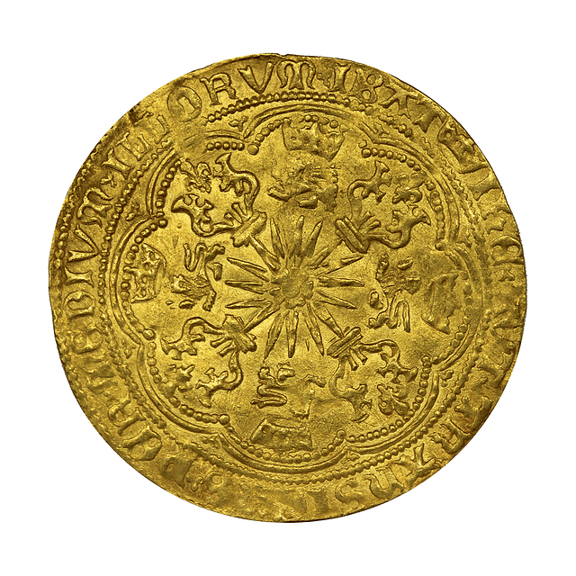 Gold Ryal (Rose‑Noble) de Edward IV – Emissão Continental Flamenga (c. 1495)