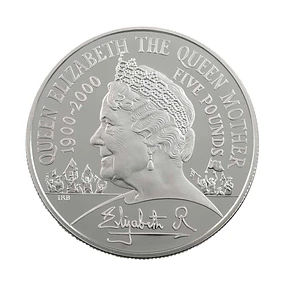 UK 5 Pounds 2000 Centenário da Rainha Mãe Prata-Proof