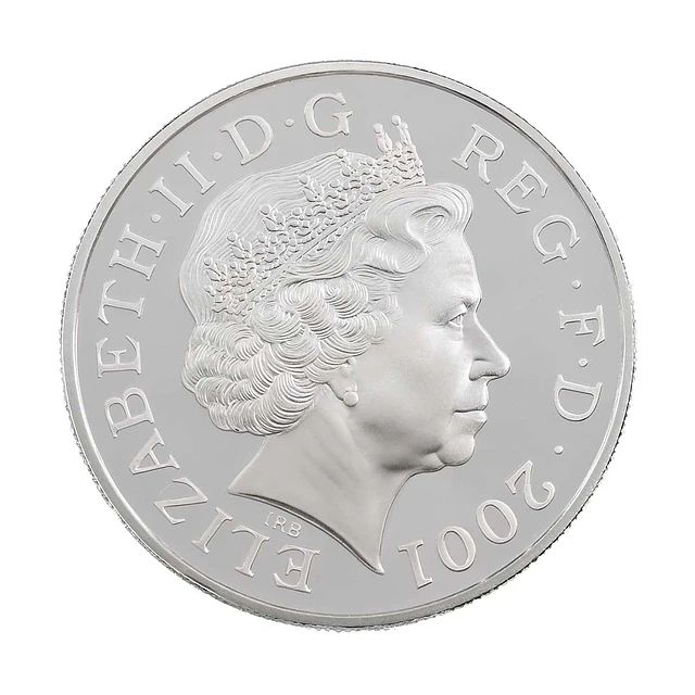 UK 5 Pounds 2001 Centenário da Era Vitoriana Prata-Proof
