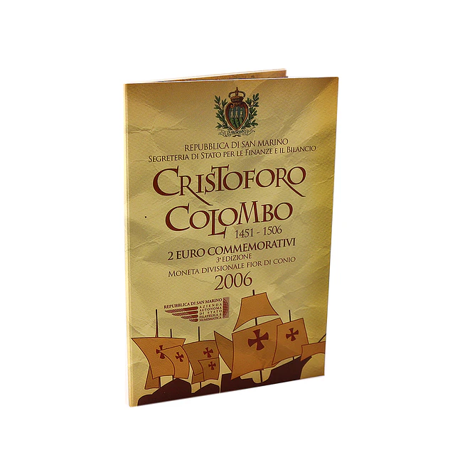 2 Euros São Marino 2006 – BNC – 500.º Aniversário da Morte de Cristóvão Colombo