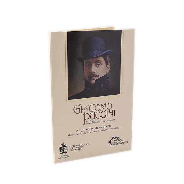 2 Euros São Marino – 2014 – BNC – 90.º Aniversário da Morte de Giacomo Puccini