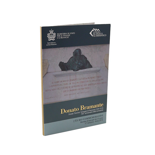 2 Euros São Marino – 2014 – BNC – 500.º Aniversário da Morte de Donato Bramante