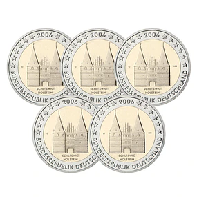 Alemanha - 2.00 Euro Schleswig‑Holstein 2006 Conjunto 5 letras (A, D, F, G, J)