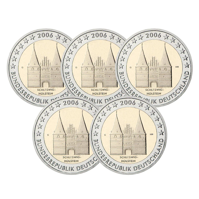 Alemanha - 2.00 Euro Schleswig‑Holstein 2006 Conjunto 5 letras (A, D, F, G, J)