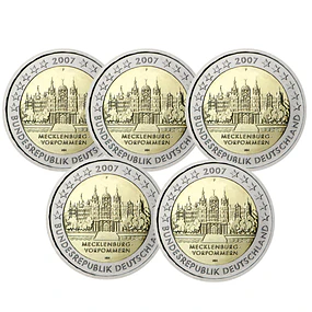 Alemanha - 2.00 Euro Mecklenburg‑Vorpommern 2007 Conjunto 5 letras (A, D, F, G, J)