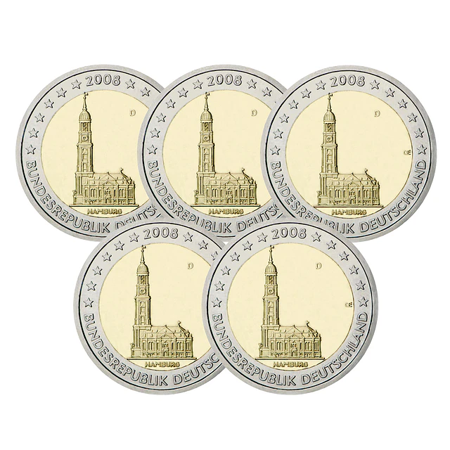 Alemanha - 2.00 Euro Igreja de São Miguel 2008 Conjunto 5 letras (A, D, F, G, J)