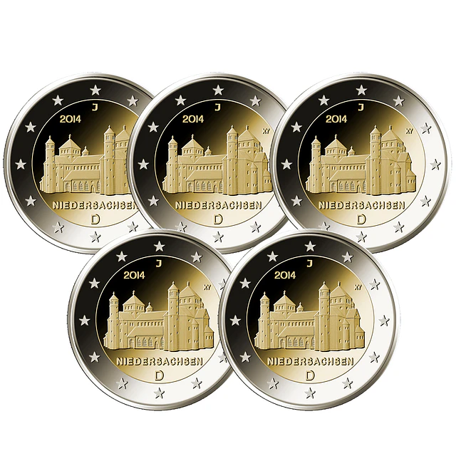 Alemanha - 2.00 Euro Baixa Saxónia (Igreja de São Miguel de Hildesheim) 2014 Conjunto 5 letras (A, D, F, G, J) 