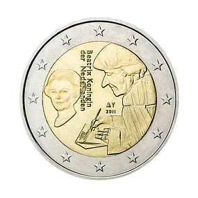 Holanda - 2.00 Euros 2011 - 500.º Aniversário da Publicação do Livro Laus Stultitiae
