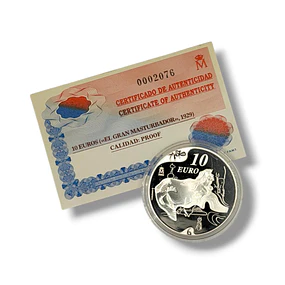 Espanha - 10.00 Euros El Gran Masturbador 2004 Prata-Proof