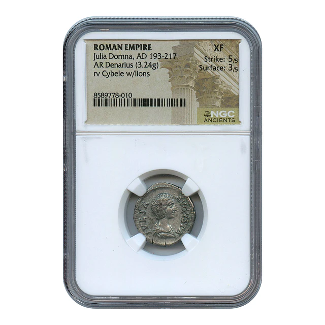 Império Romano – Júlia Domna (193–217 d.C.) – Denário AR – NGC XF
