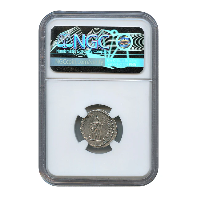 Império Romano – Septímio Severo – Denário AR – 193–211 d.C. – Neptuno com Tridente – NGC XF