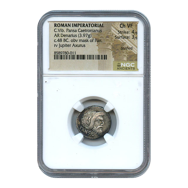 Período Imperatorial Romano – C. Vibius Pansa Caetronianus – Denário AR – c. 48 a.C. – NGC Choice VF