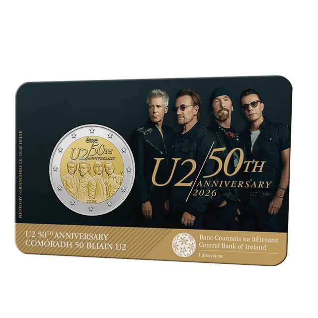 Irlanda - 2.00 Euros 2026 50 Anos da Banda U2 CoinCard
