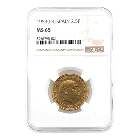 Espanha – Francisco Franco – 2,50 Pesetas 1953 *69 – NGC MS 65