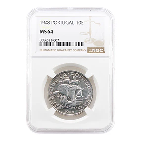 10 Escudos 1948 – Prata – NGC MS 64 