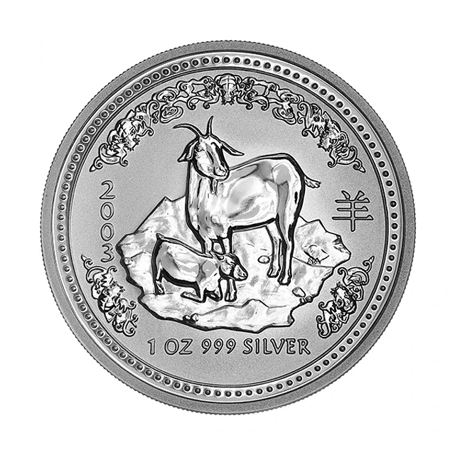 Austrália - 1 Dollar Oz Prata Série Lunar Ano do Dragão 2003