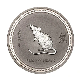 Austrália - 1 Dollar Oz Prata Série Lunar Ano do Rato 2008