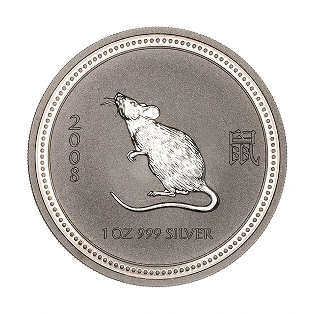 Austrália - 1 Dollar Oz Prata Série Lunar Ano do Rato 2008
