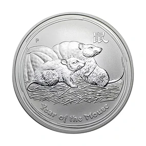 Austrália - 1 Dollar Oz Prata Série Lunar Ano do Rato 2008 
