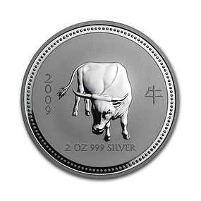 Austrália - 2 Dollars 2 Oz Prata Série Lunar Ano do Búfalo 2009