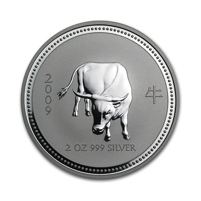 Austrália - 2 Dollars 2 Oz Prata Série Lunar Ano do Búfalo 2009