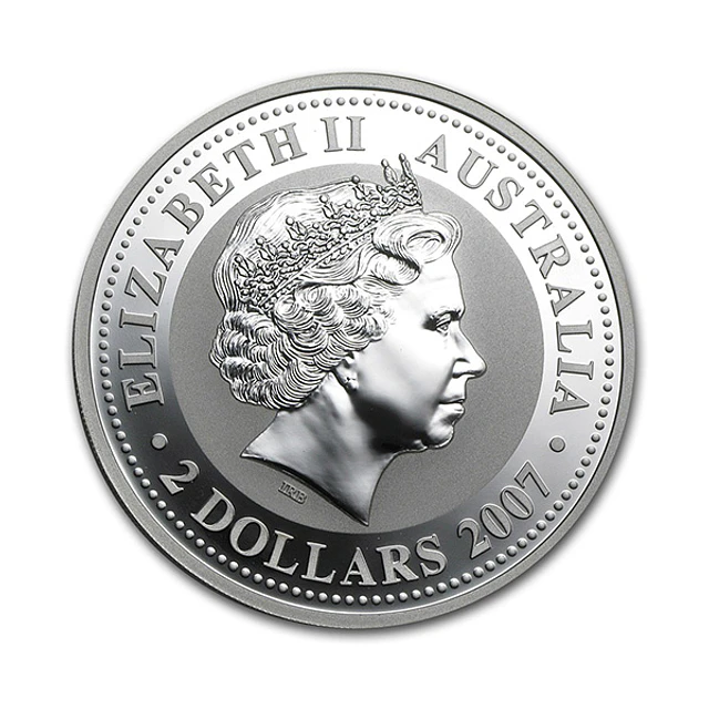 Austrália - 2 Dollars 2 Oz Prata Série Lunar Ano do Tigre 2010