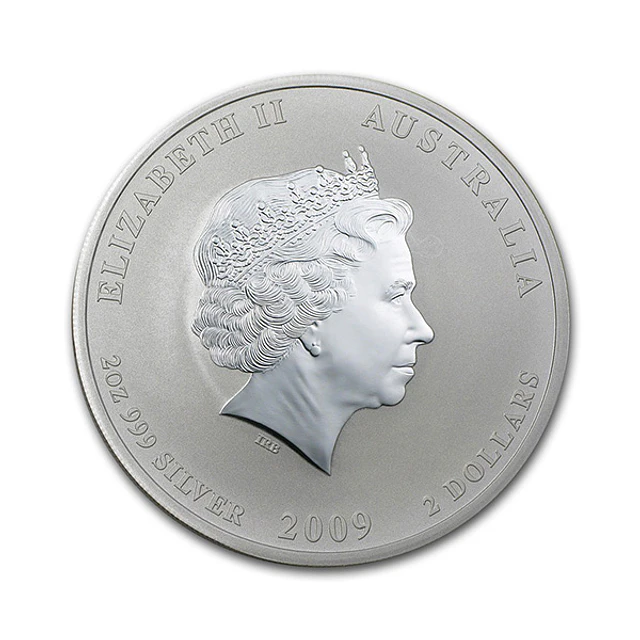 Austrália - 2 Dollars 2 Oz Prata Série Lunar Ano do Búfalo 2009