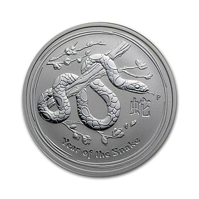 Austrália - 2 Dollars 2 Oz Prata Série Lunar Ano da Serpente 2013