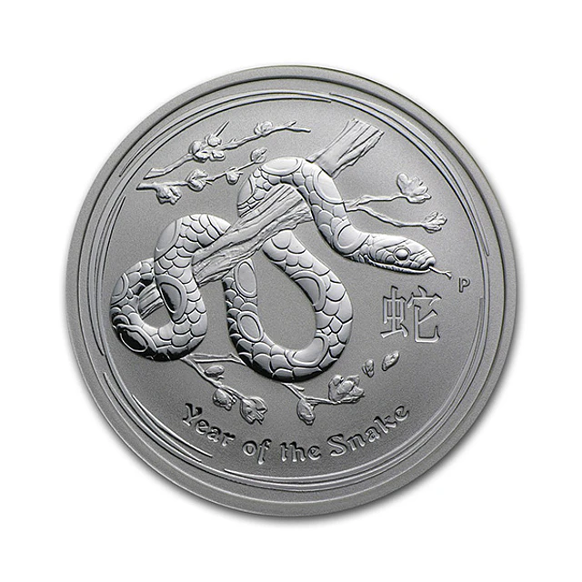 Austrália - 2 Dollars 2 Oz Prata Série Lunar Ano da Serpente 2013