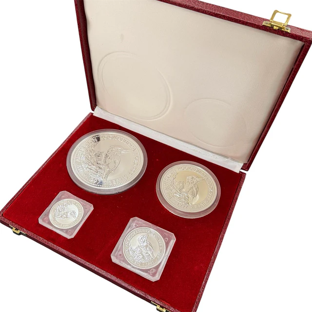 Austrália – Set 30, 10, 2, 1 Dollar 1997 Kookaburra – 1 Kilo + 10 Oz + 2 Oz + 1 Oz Prata .999 