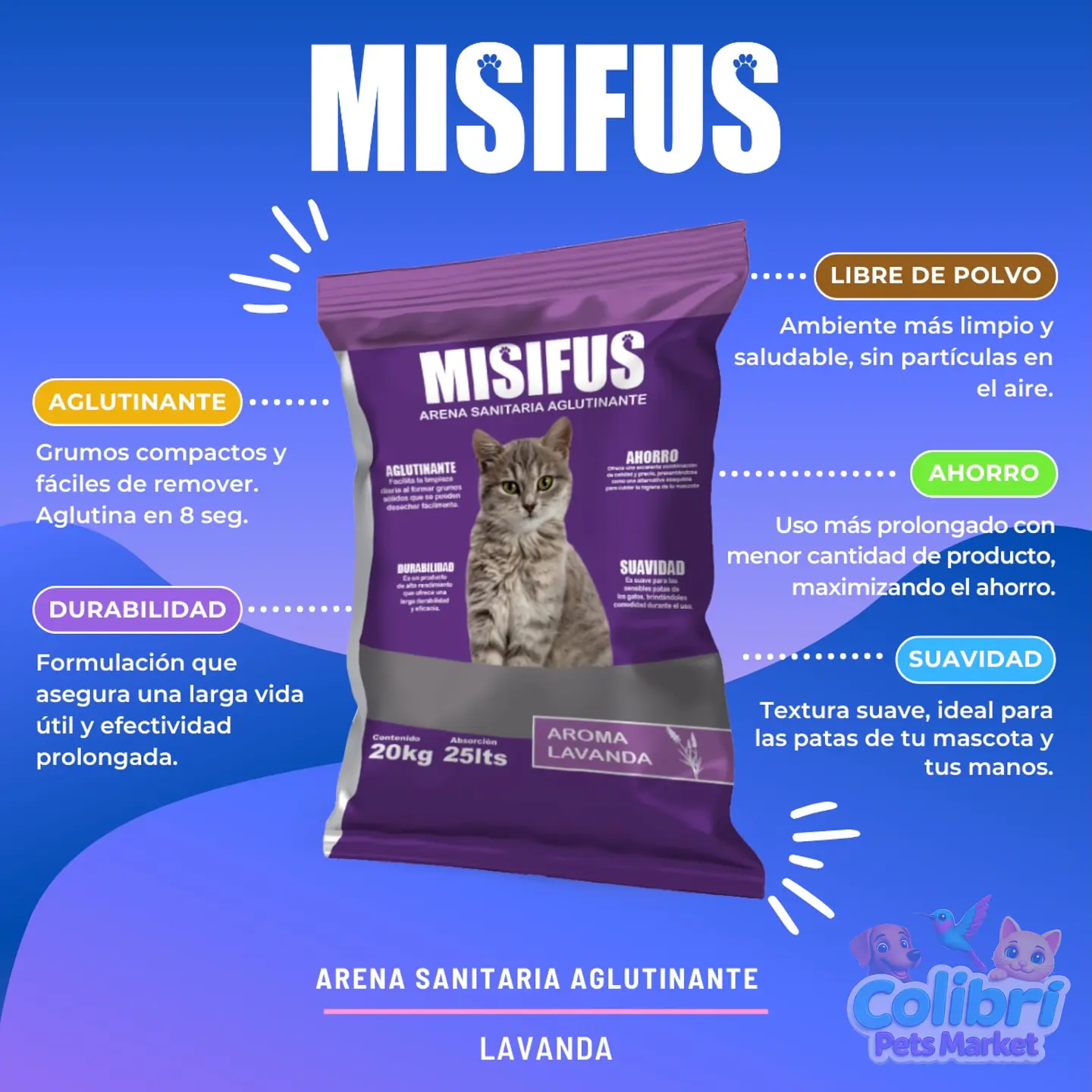 Arena Misifus lavanda 20kg 1
