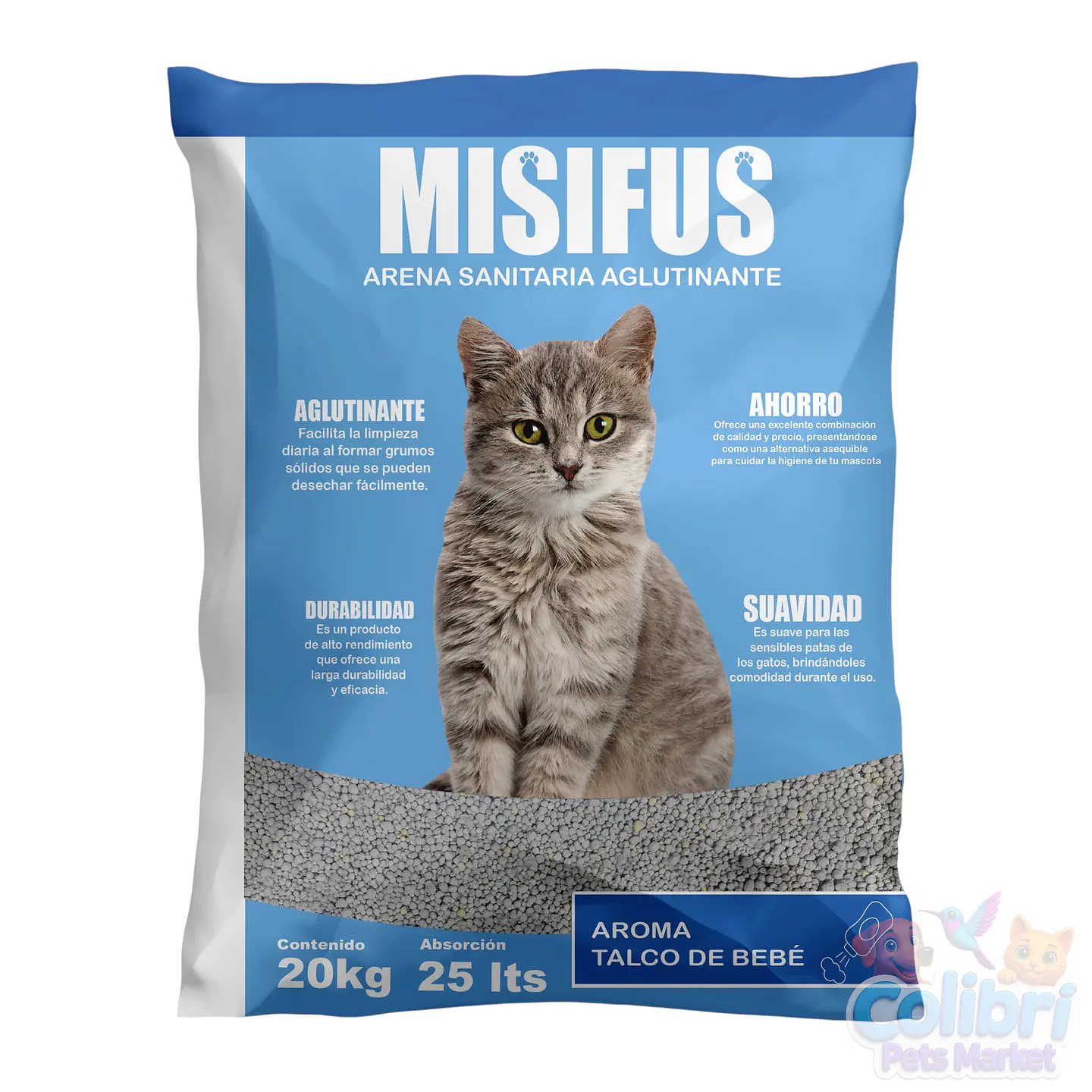 Arena Misifus talco bebé 20kg 2