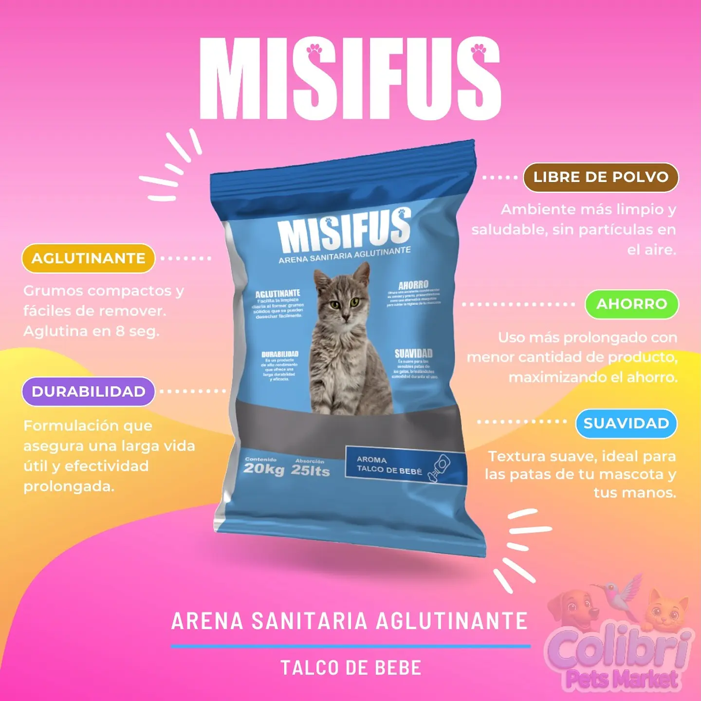 Arena Misifus talco bebé 20kg 3